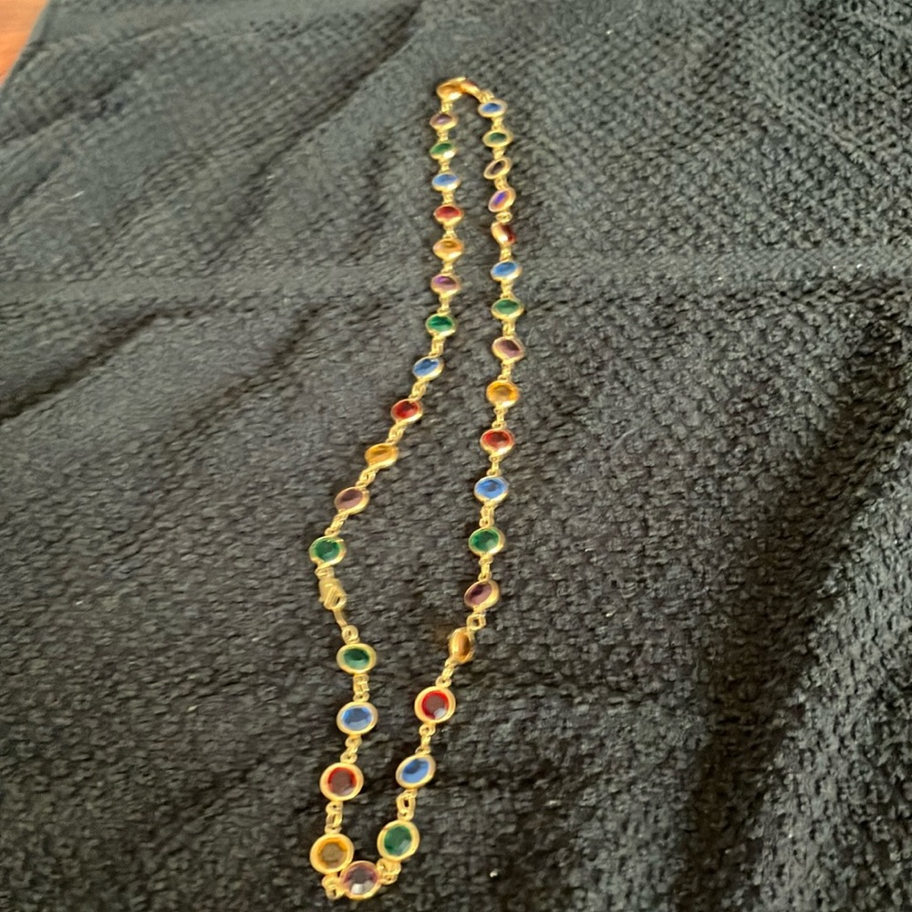 Gold and Red Necklace with Lustrous Beads